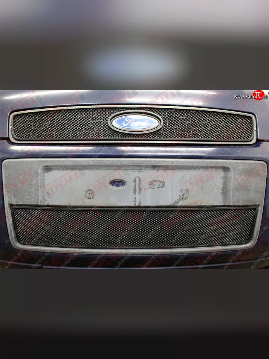 Защитная сетка в решетку радиатора (ячейка 3х7 мм) Стрелка11 Стандарт  Ford Fusion (2005-2012) 1 (черная)  в Воронеже Воронежской области