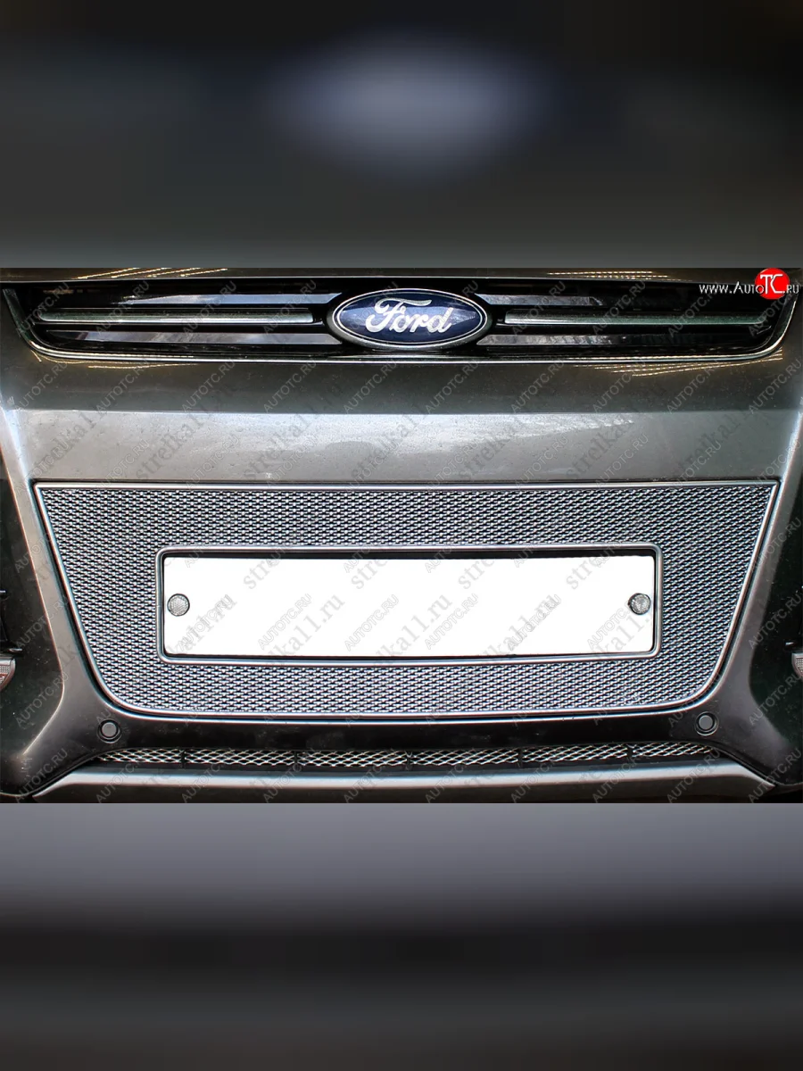 Защитная сетка радиатора в бампер (ячейка 4х10 мм) Стрелка11 Премиум Ford Kuga 2 дорестайлинг (2013-2016) (хром)  в Перми Пермском крае