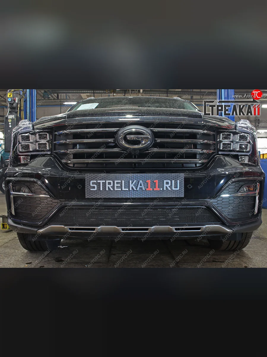 Защитная сетка радиатора в бампер (ячейка 3х7 мм, GEGL) Стрелка11 Стандарт GAC GS8 (2016-2023) (черная)  с доставкой в г. Керчь