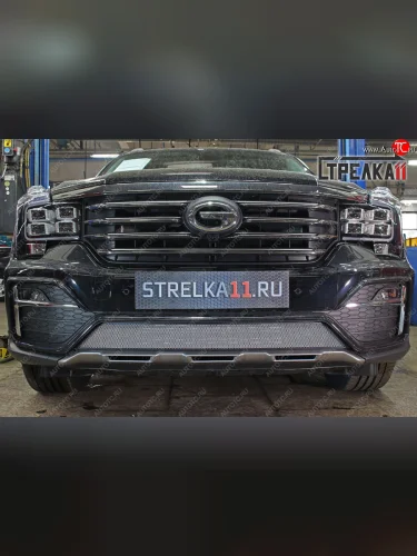 Защитная сетка радиатора в бампер (ячейка 3х7 мм, с датчиком ACC, GT) Стрелка11 Стандарт (хром) GAC GS8 (2016-2023)