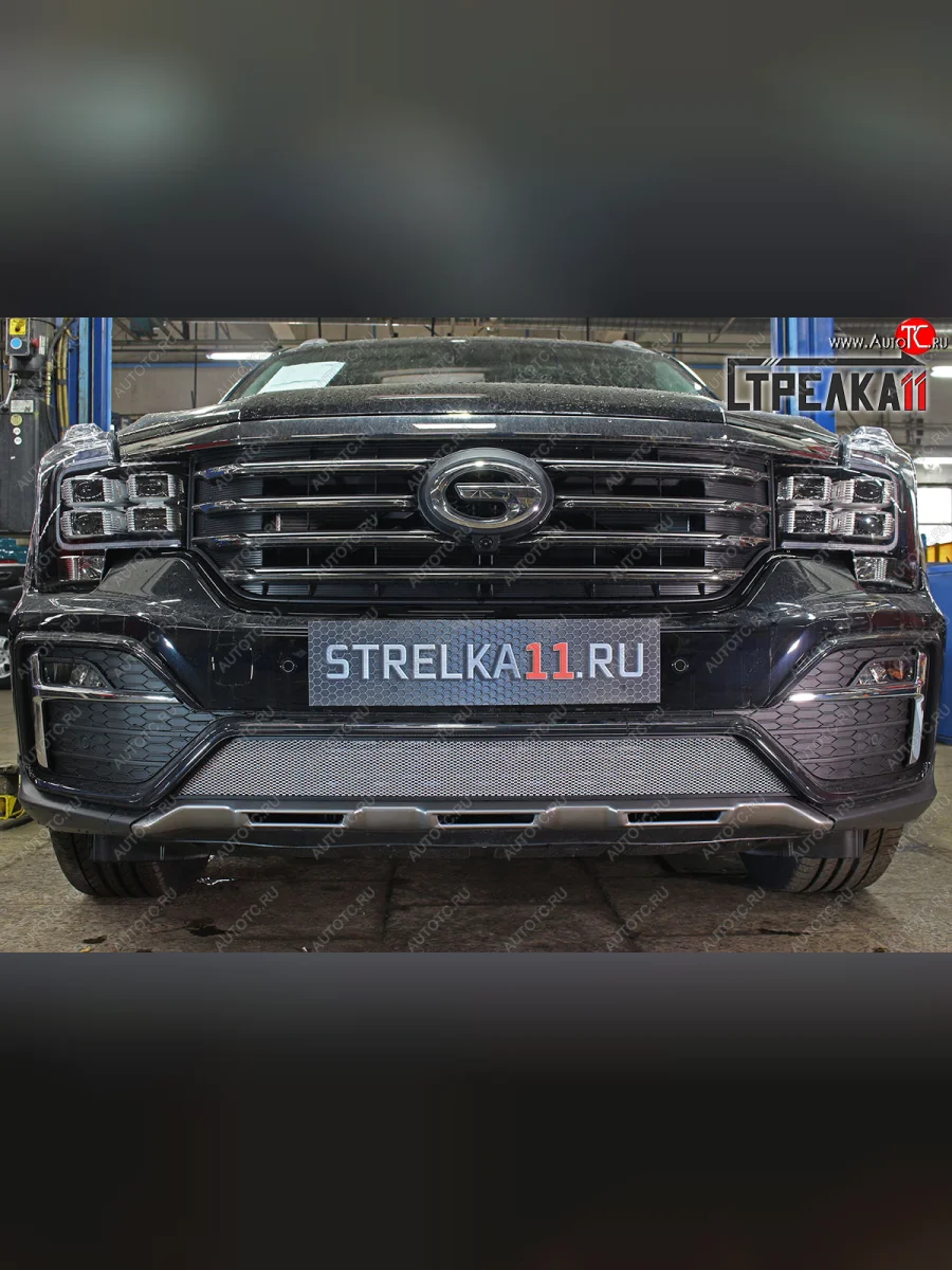 Защитная сетка радиатора в бампер (ячейка 3х7 мм, с датчиком ACC, GT) Стрелка11 Стандарт GAC GS8 (2016-2023) (хром)  с доставкой в г. Керчь