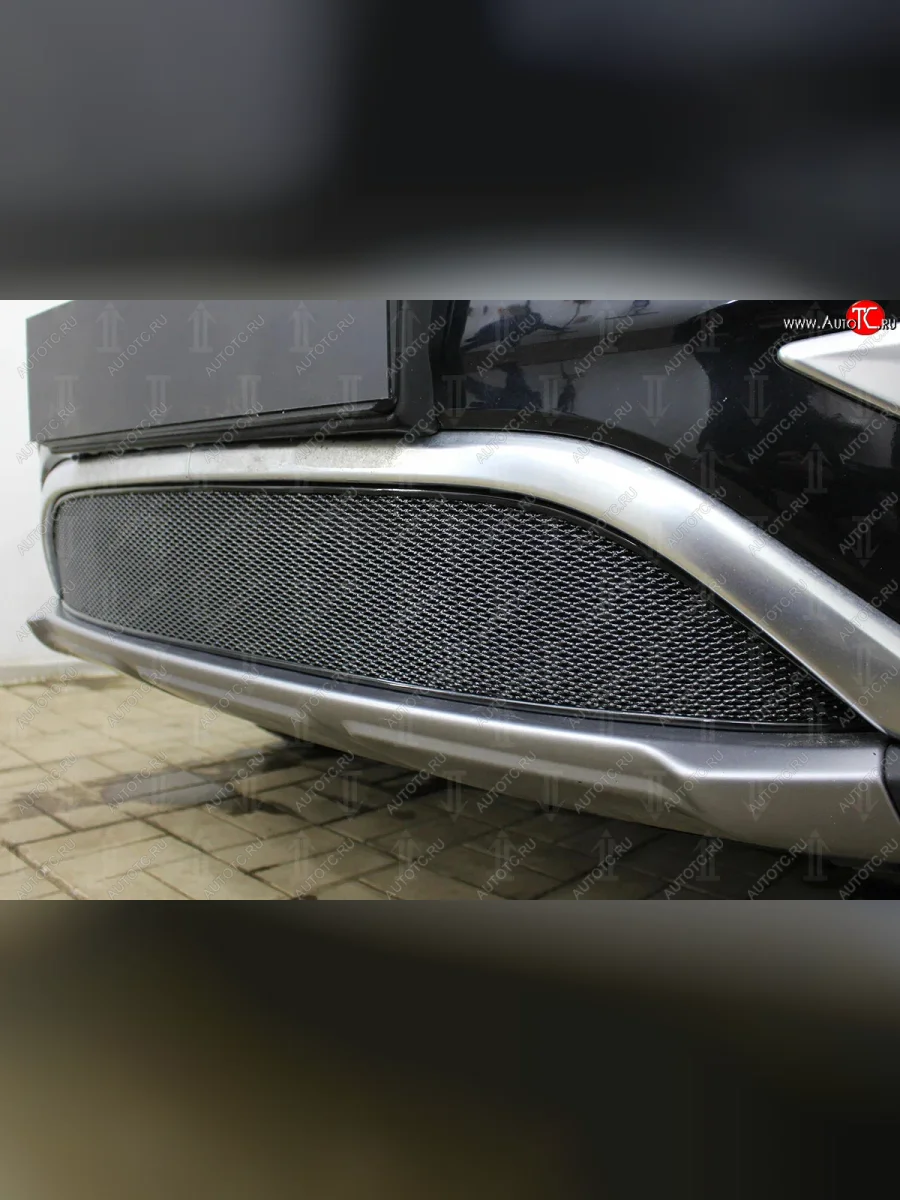 Защитная сетка радиатора в бампер (ячейка 4х10 мм) Стрелка11 Премиум Geely Atlas NL3 (2016-2022) (черная)  с доставкой в г. Керчь