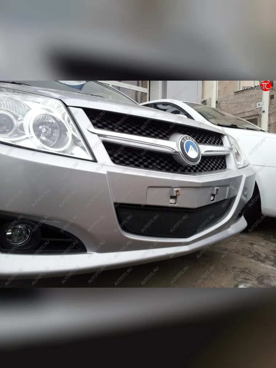 Защитная сетка радиатора в бампер (ячейка 3х7 мм) Стрелка11 Стандарт Geely MK (2006-2015) (черная)  в Перми Пермском крае