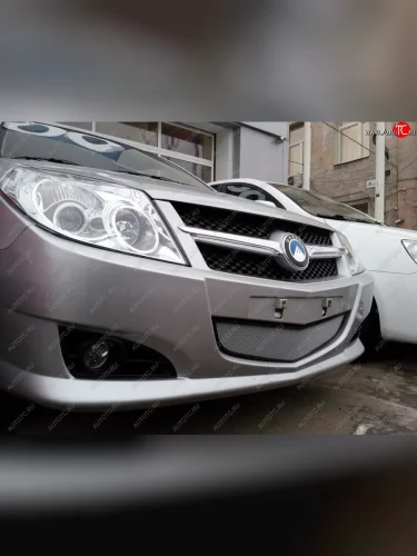 Защитная сетка радиатора в бампер (ячейка 3х7 мм) Стрелка11 Стандарт (хром) Geely MK (2006-2015)