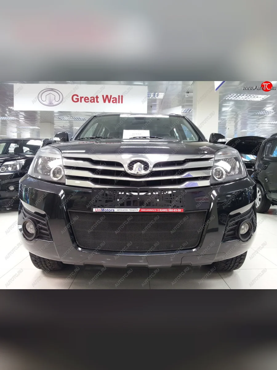 Защитная сетка радиатора в бампер (ячейка 3х7 мм) Стрелка 11 Стандарт Great Wall Hover H3  дорестайлинг (2010-2014) (черная)  с доставкой в г. Керчь