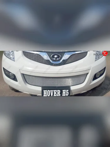 Защитная сетка радиатора в бампер (ячейка 3х7 мм, верх) Стрелка11 Стандарт (хром) Great Wall Hover H5 (2010-2017)