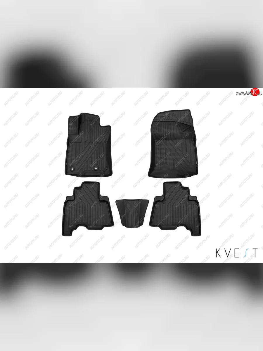 Комплект ковриков в салон (цвет: основа - черный, кант - серый, полистар) KVEST 3D Toyota Land Cruiser Prado J150 1-ый рестайлинг (2013-2017)  в Керчи Республика Крым