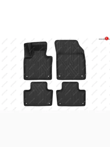 Комплект ковриков в салон (цвет: основа - чёрный, кант - чёрный, полистар) KVEST 3D Volvo XC90  L (2019-2025) рестайлинг