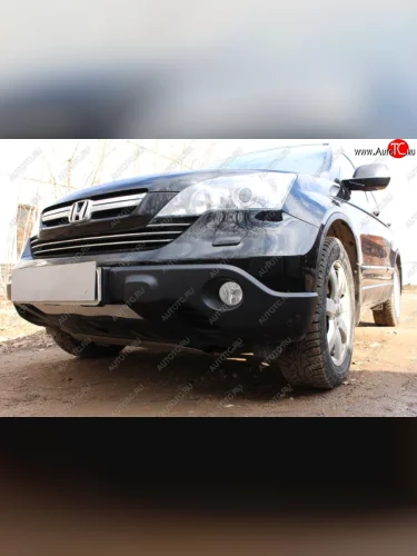 Защитная сетка радиатора в бампер (ячейка 3х7 мм) Стрелка11 Стандарт (хром) Honda CR-V RE1,RE2,RE3,RE4,RE5,RE7 дорестайлинг (2007-2010)