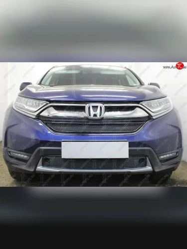 Защитная сетка радиатора в бампер (ячейка 4х10 мм, низ) Стрелка11 Премиум (черная) Honda CR-V RW,RT дорестайлинг (2016-2020)