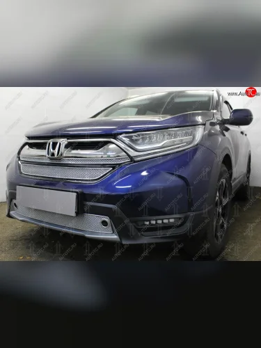 Защитная сетка радиатора в бампер (ячейка 4х10 мм, низ) Стрелка11 Премиум (хром) Honda CR-V RW,RT дорестайлинг (2016-2020)