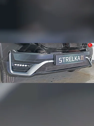 Защитная сетка радиатора в бампер (ячейка 3х7 мм) Стрелка11 Стандарт (черная) Honda CR-V RW,RT рестайлинг (2019-2022)