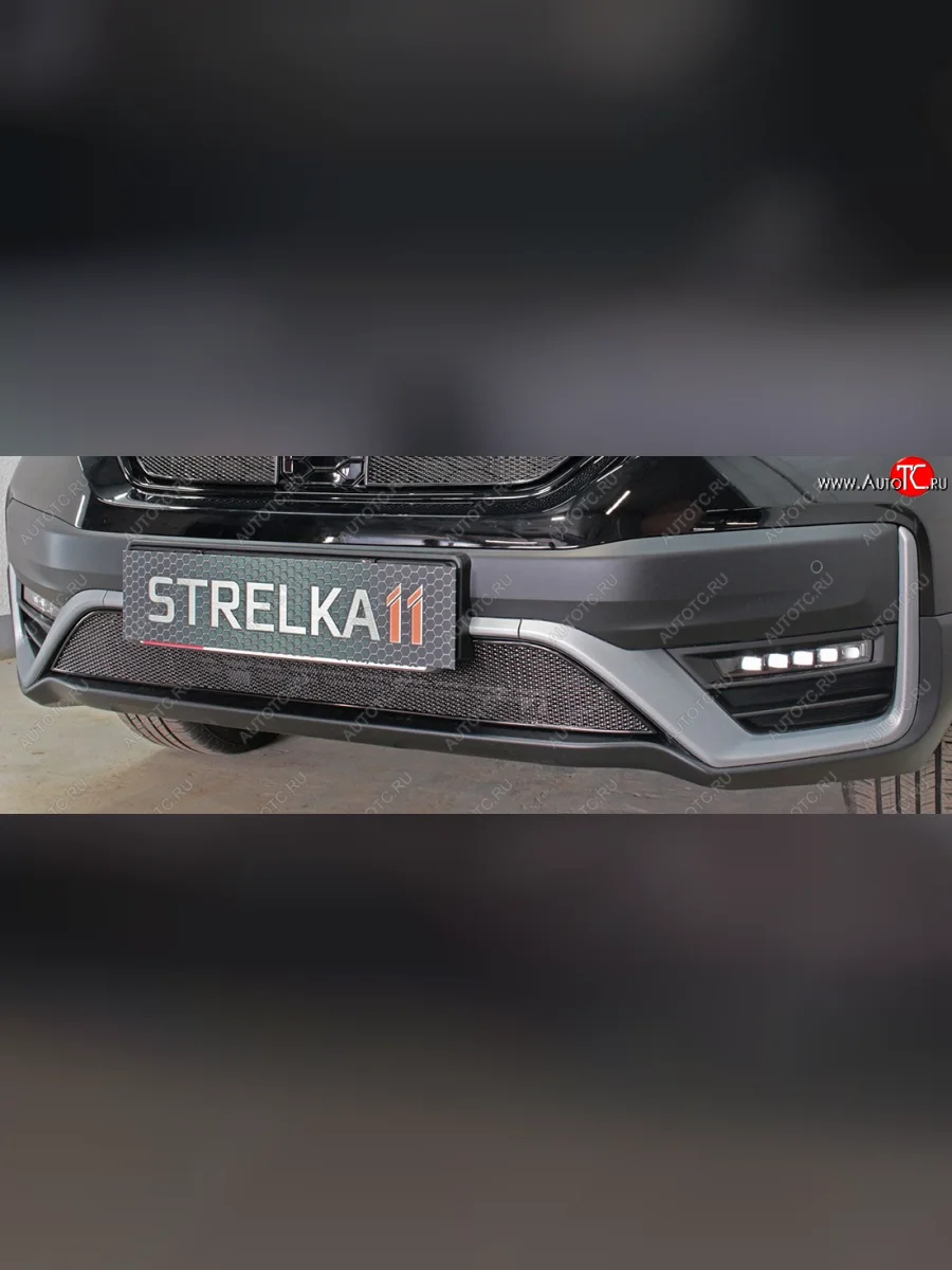 Защитная сетка радиатора в бампер (ячейка 4х10 мм, низ) Стрелка11 Премиум Honda CR-V RW,RT рестайлинг (2019-2022) (черная)  в Воронеже Воронежской области