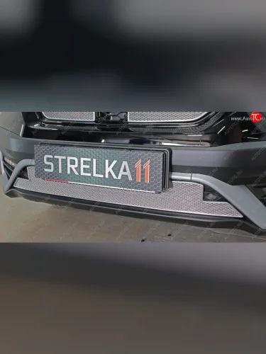 Защитная сетка радиатора в бампер (ячейка 4х10 мм, низ, под парктроник) Стрелка11 Премиум (хром) Honda CR-V RW,RT рестайлинг (2019-2022)