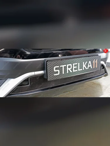 Защитная сетка радиатора в бампер (ячейка 3х7 мм, низ, под парктроник) Стрелка11 Стандарт (черная) Honda CR-V RW,RT рестайлинг (2019-2022)