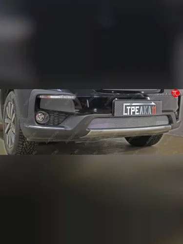 Защитная сетка радиатора в бампер (ячейка 3х7 мм, низ) Стрелка11 Стандарт (хром) Honda Pilot YF6 рестайлинг (2018-2021)