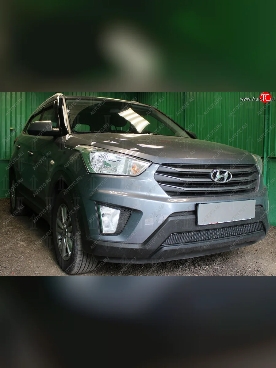 Защитная сетка радиатора в бампер (ячейка 4х10 мм) Стрелка11 Премиум Hyundai Creta GS рестайлинг (2019-2021) (черная)  в Перми Пермском крае