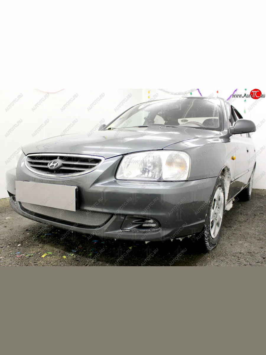 Защитная сетка радиатора в бампер (ячейка 3х7 мм) Стрелка11 Стандарт Hyundai Creta GS рестайлинг (2019-2021) (хром)  в Керчи Республика Крым