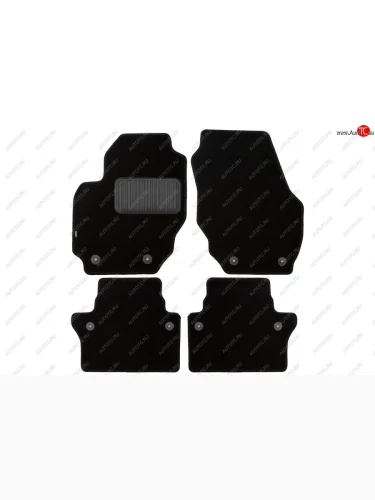 Комплект ковриков в салон (АКПП, чёрные, текстиль) Klever Standard Volvo S80 ( AS60 седан,  AS60,AS90, AS95 седан,  AS40,AS70, AS90) (2006-2016) дорестайлинг, 1-ый рестайлинг, седан 2-ой рестайлинг