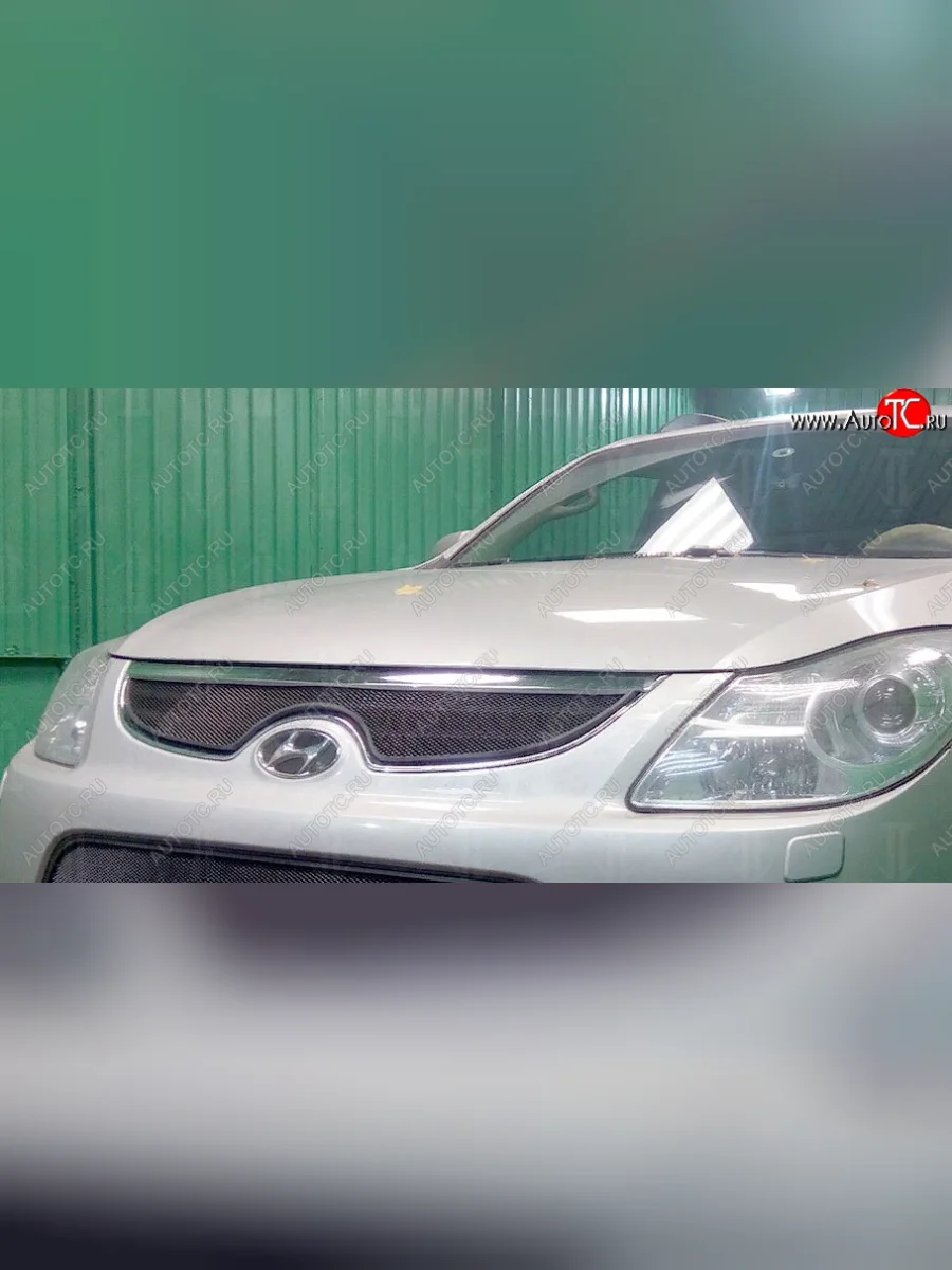 Защитная сетка в решетку радиатора (ячейка 3х7 мм) Стрелка11 Стандарт Hyundai IX55 EN (2006-2013) (черная)  в Самаре Самарской области