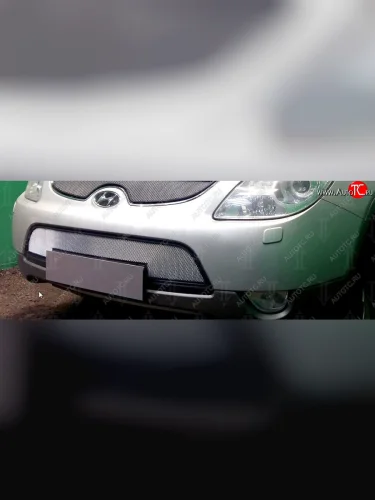 Защитная сетка радиатора в бампер (ячейка 3х7 мм, верх) Стрелка11 Стандарт (хром) Hyundai IX55 EN (2006-2013)