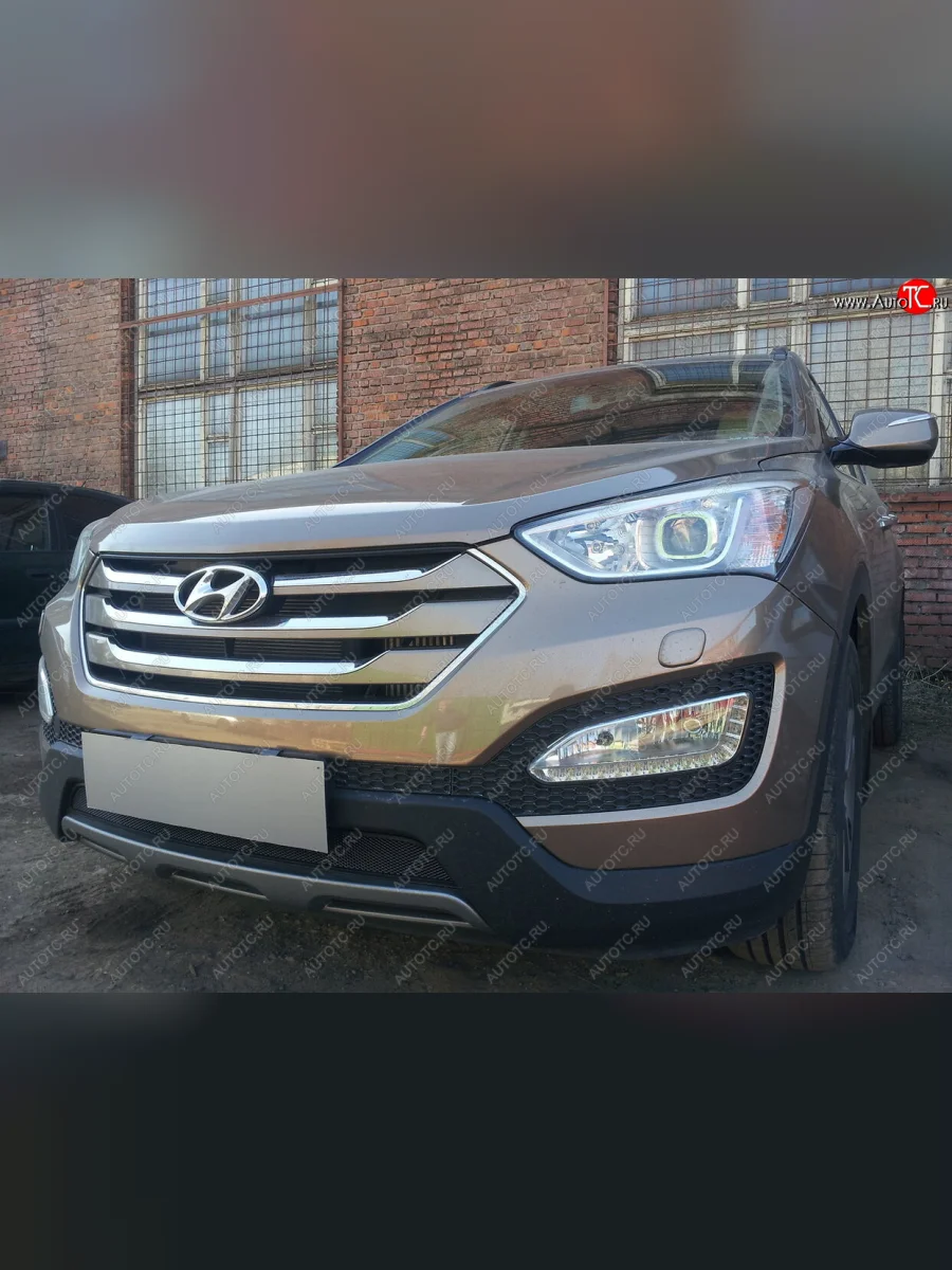           Защита радиатора Hyundai Santa Fe 2012-2015 black Hyundai Santa Fe DM дорестайлинг (2012-2016) (черная)  в Самаре Самарской области