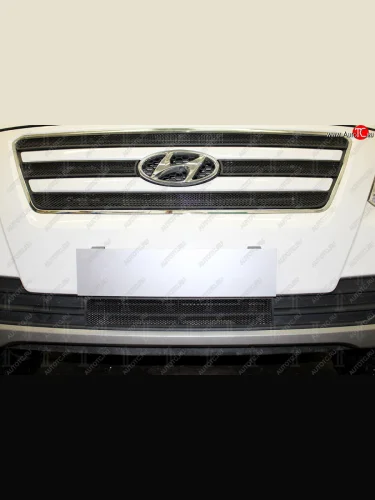 Защитная сетка радиатора в бампер (ячейка 3х7 мм, низ) Стрелка11 Стандарт (черная) Hyundai Starex/Grand Starex/H1 TQ рестайлинг (2014-2018)