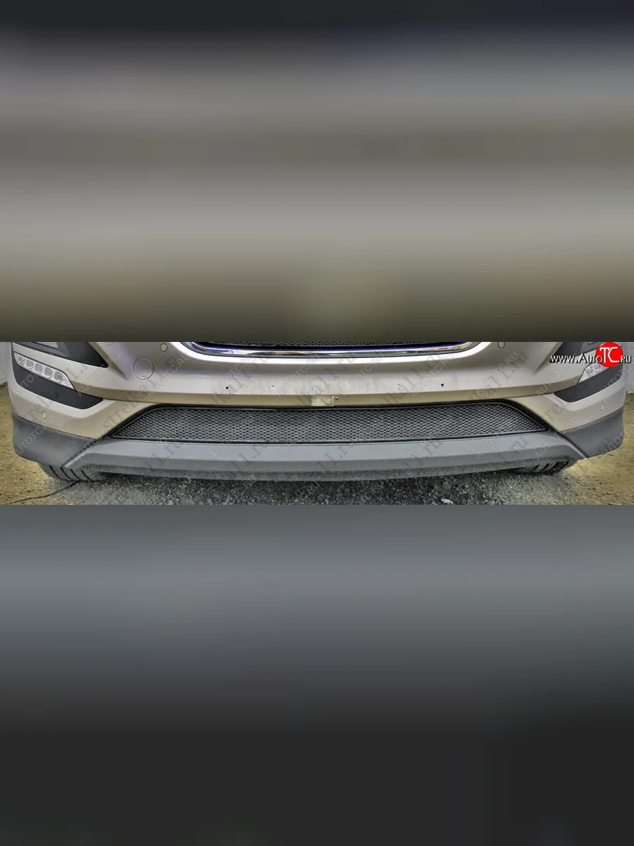 Защитная сетка радиатора в бампер (ячейка 4х10 мм, низ) Стрелка11 Премиум Hyundai Tucson TL дорестайлинг (2015-2018) (черная)  в Керчи Республика Крым