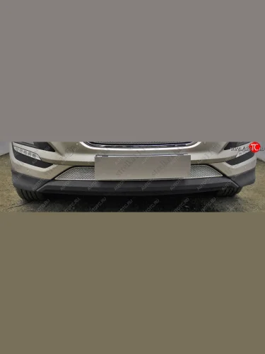 Защитная сетка радиатора в бампер (ячейка 4х10 мм, низ) Стрелка11 Премиум (хром) Hyundai Tucson TL дорестайлинг (2015-2018)