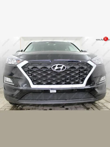 Защитная сетка радиатора в бампер (ячейка 3х7 мм) Стрелка11 Стандарт (хром) Hyundai Tucson TL рестайлинг (2018-2021)