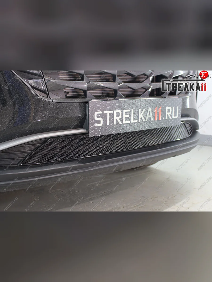 Защитная сетка радиатора в бампер (ячейка 4х10 мм) Стрелка11 Премиум Hyundai Tucson NX4 (2020-2022) (черная)  в Керчи Республика Крым