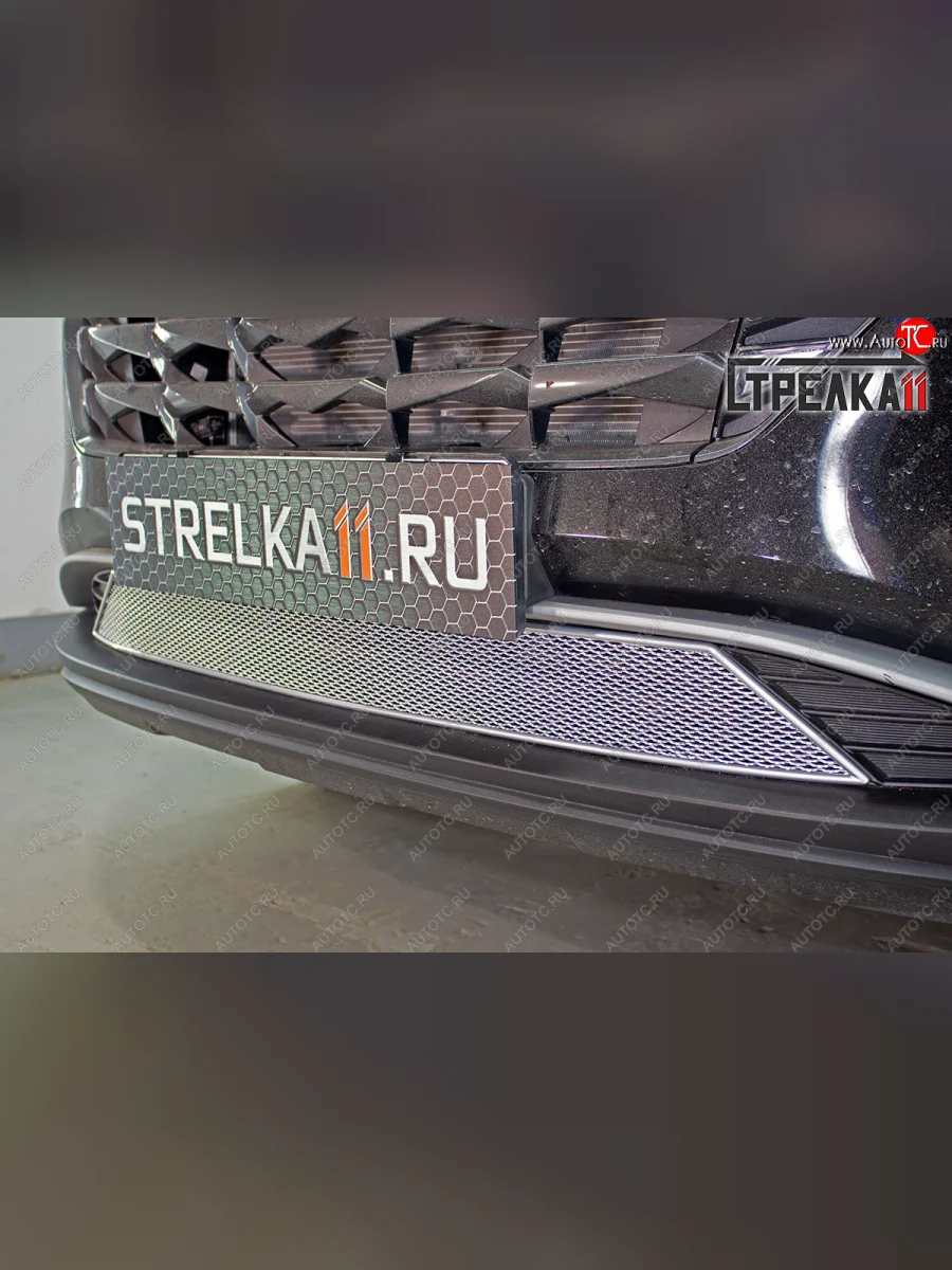 Защитная сетка радиатора в бампер (ячейка 4х10 мм) Стрелка11 Премиум Hyundai Tucson NX4 (2020-2022) (хром)  в Керчи Республика Крым
