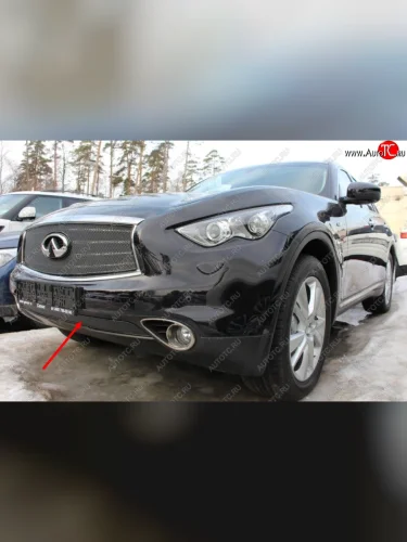Защитная сетка радиатора в бампер (ячейка 4х10 мм, низ, дизель) Стрелка11 Премиум (черная) INFINITI Q70 Y51 дорестайлинг (2013-2015)