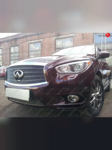 Защитная сетка радиатора в бампер (ячейка 4х10 мм, низ) Стрелка11 Премиум (черная) INFINITI QX60 L50 дорестайлинг (2013-2016)