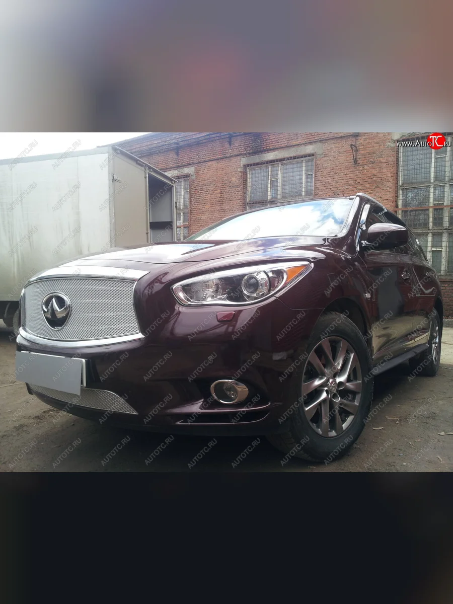 Защитная сетка радиатора в бампер (ячейка 4х10 мм, низ) Стрелка11 Премиум INFINITI QX60 L50 дорестайлинг (2013-2016) (хром)  в Керчи Республика Крым