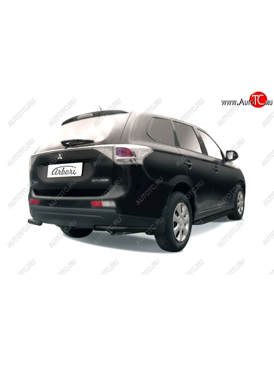 Защита заднего бампера из двух боковых уголков (чёрная, диаметр 57 мм) Arbori  Mitsubishi Outlander (2014-2016) GF  в Самаре Самарской области