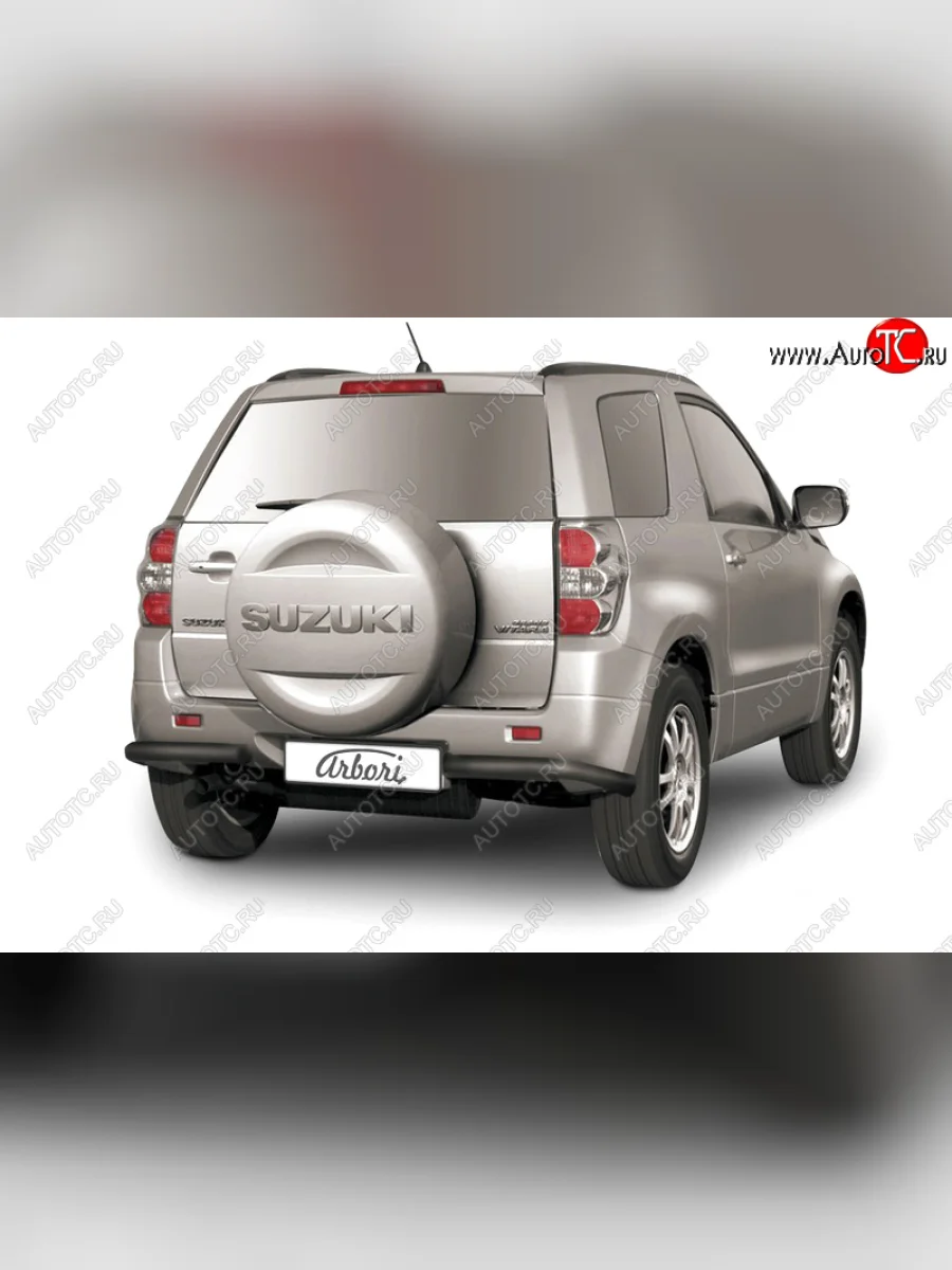 Защита заднего бампера из двух боковых уголков (чёрная, диаметр 57 мм) Arbori Suzuki Grand Vitara JT 5 дверей дорестайлинг (2005-2008)  в Перми Пермском крае