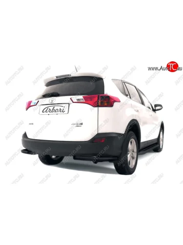 Защита заднего бампера из двух боковых уголков (чёрная, диаметр 57 мм) Arbori Toyota RAV4 XA40 5 дв. дорестайлинг (2012-2015)