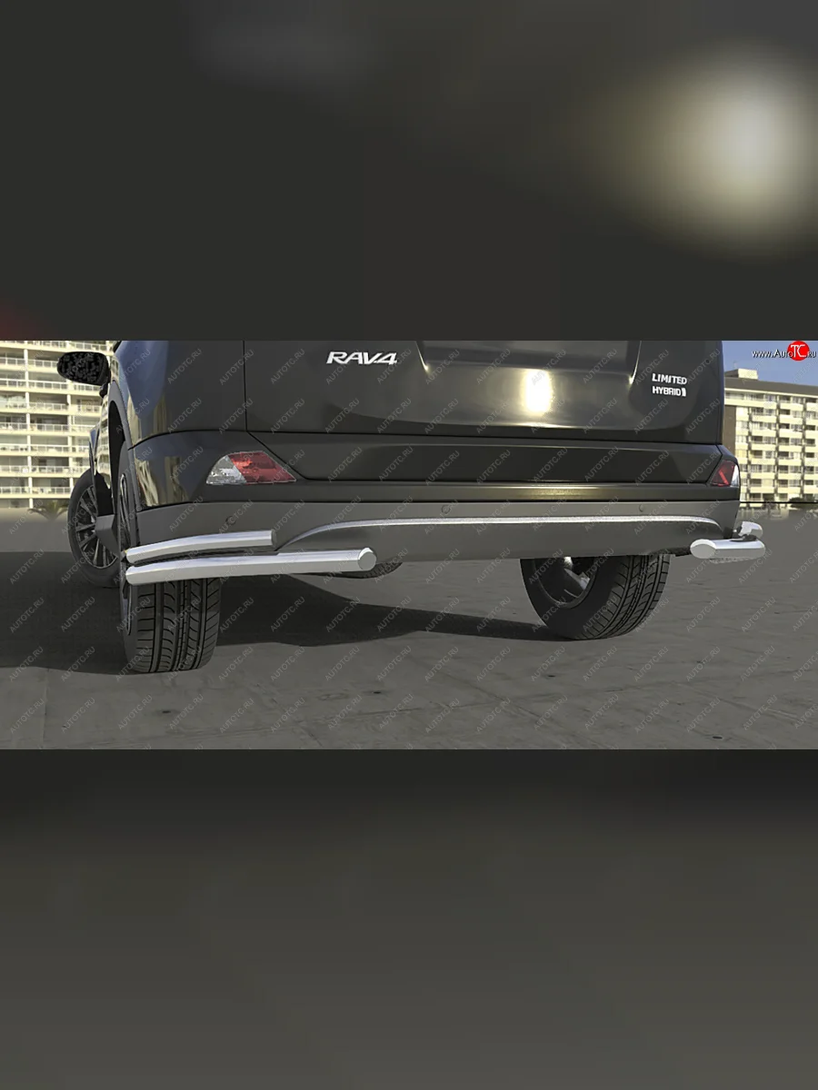 Защита заднего бампера из двух боковых уголков (двойная d57+42) Arbori Toyota RAV4 XA40 5 дв. рестайлинг (2015-2019)  в Перми Пермском крае