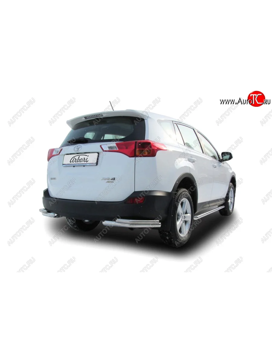 Защита заднего бампера из двух боковых уголков (двойная d57+42) Arbori Toyota RAV4 XA40 5 дв. дорестайлинг (2012-2015)  в Самаре Самарской области