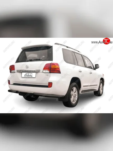 Защита заднего бампера из двух боковых уголков (чёрная, диаметр 76 мм) Arbori Toyota Land Cruiser  200 (2012-2015) 1-ый рестайлинг