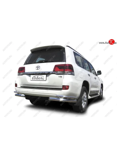 Защита заднего бампера из двух боковых уголков (двойная d76+42) Arbori Toyota Land Cruiser  200 (2015-2021) 2-ой рестайлинг