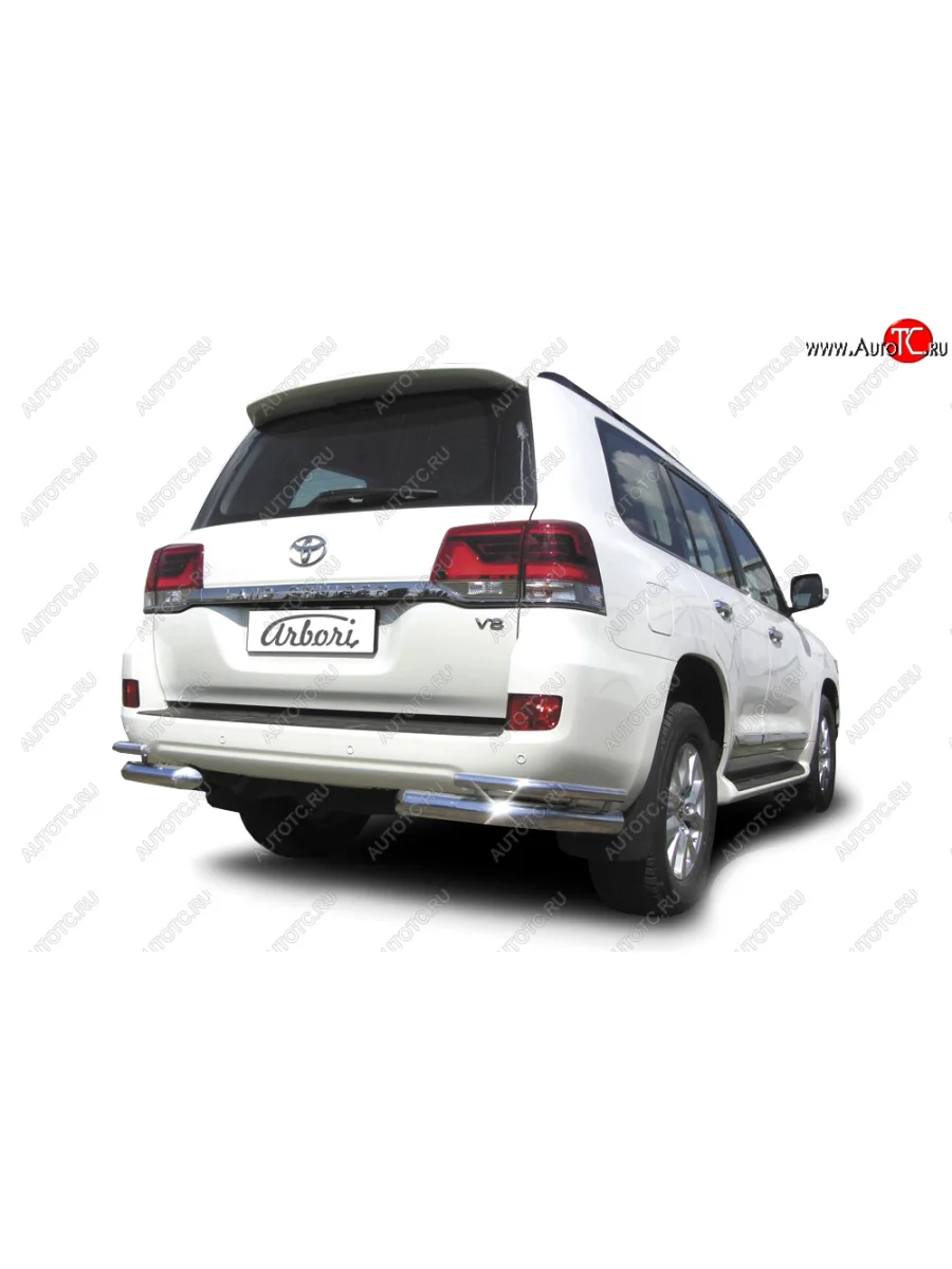 Защита заднего бампера из двух боковых уголков (двойная d76+42) Arbori  Toyota Land Cruiser (2015-2021) 200  в Керчи Республика Крым