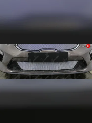 Защитная сетка радиатора в бампер (ячейка 3х7 мм, низ) Стрелка11 Стандарт (хром) KIA Ceed 3 CD универсал (2018-2025)