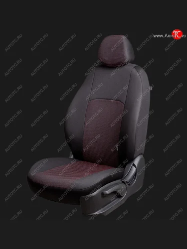 Чехлы сидений Lord Autofashion Дублин (жаккард, 60/40, раздельное заднее сиденье, 3Г-образ. подголовника) (Чёрный, Ёж красный) Chevrolet Aveo T300 хэтчбек (2011-2015)