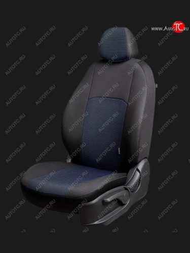 Чехлы сидений Lord Autofashion Дублин (жаккард, 60/40, раздельное заднее сиденье, 3Г-образ. подголовника) (Чёрный, Ёж синий) Chevrolet Aveo T300 хэтчбек (2011-2015)
