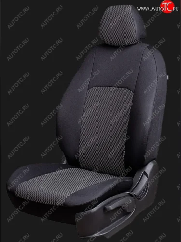 Чехлы сидений Lord Autofashion Дублин (жаккард, 60/40, раздельное заднее сиденье и спинка, 3Г-образ. подголовника) (Чёрный, прямоугольник чёрный) Chevrolet Spark M200,250 (2005-2010)