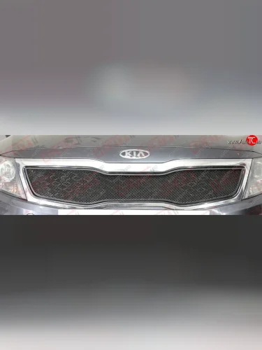 Защитная сетка в решетку радиатора (ячейка 3х7 мм) Стрелка11 Стандарт (черная) KIA Optima 3 TF дорестайлинг седан (2010-2013)