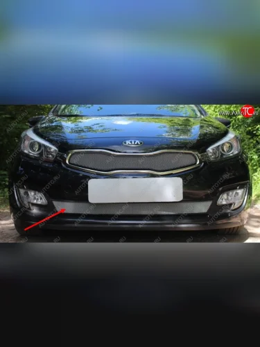 Защитная сетка радиатора в бампер (ячейка 3х7 мм, низ) Стрелка11 Стандарт (хром) KIA ProCeed 2 JD хэтчбэк 3 дв. дорестайлинг (2012-2015)