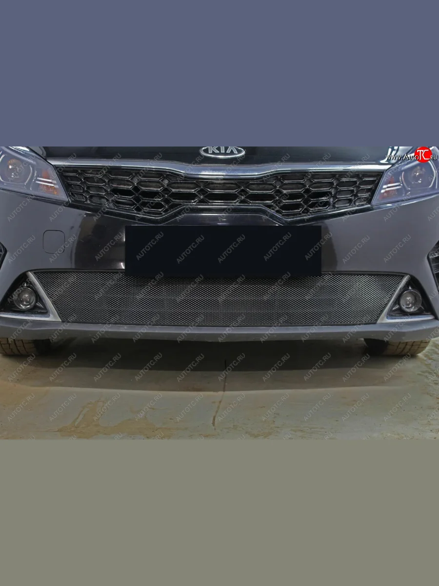 Защитная сетка радиатора в бампер (ячейка 3х7 мм) Стрелка11 Стандарт  KIA Rio (2020-2025) 4 FB, 4 YB (черная)  в Воронеже Воронежской области